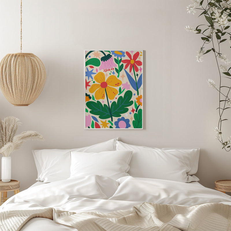 Flower Mixtape - Stretched Canvas, Poster or Fine Art Print I Heart Wall Art