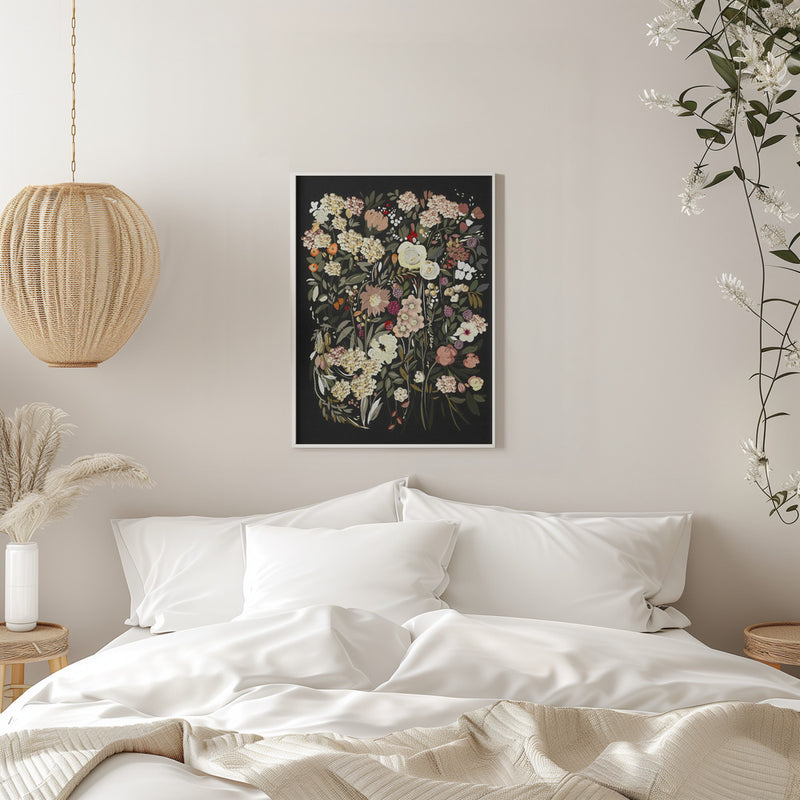 Black Bouquet - Stretched Canvas, Poster or Fine Art Print I Heart Wall Art