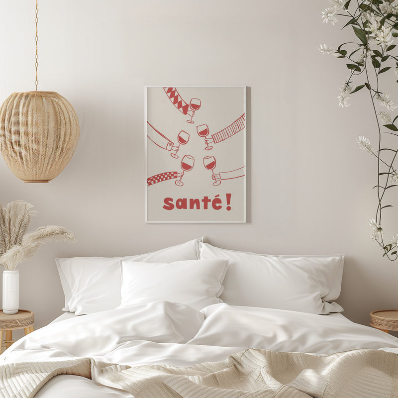 Santé! Wine Party with Friends - Stretched Canvas, Poster or Fine Art Print I Heart Wall Art