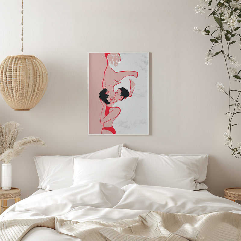 Ethereal Kiss In the Waves - Stretched Canvas, Poster or Fine Art Print I Heart Wall Art