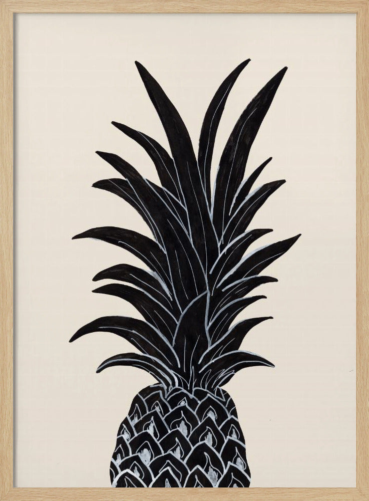 Black Pineapple - Stretched Canvas, Poster or Fine Art Print I Heart Wall Art