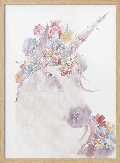 Unicorn Floral - Stretched Canvas, Poster or Fine Art Print I Heart Wall Art