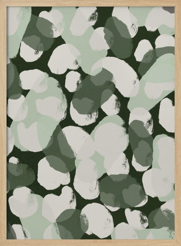 Green Round Strokes Pattern - Stretched Canvas, Poster or Fine Art Print I Heart Wall Art