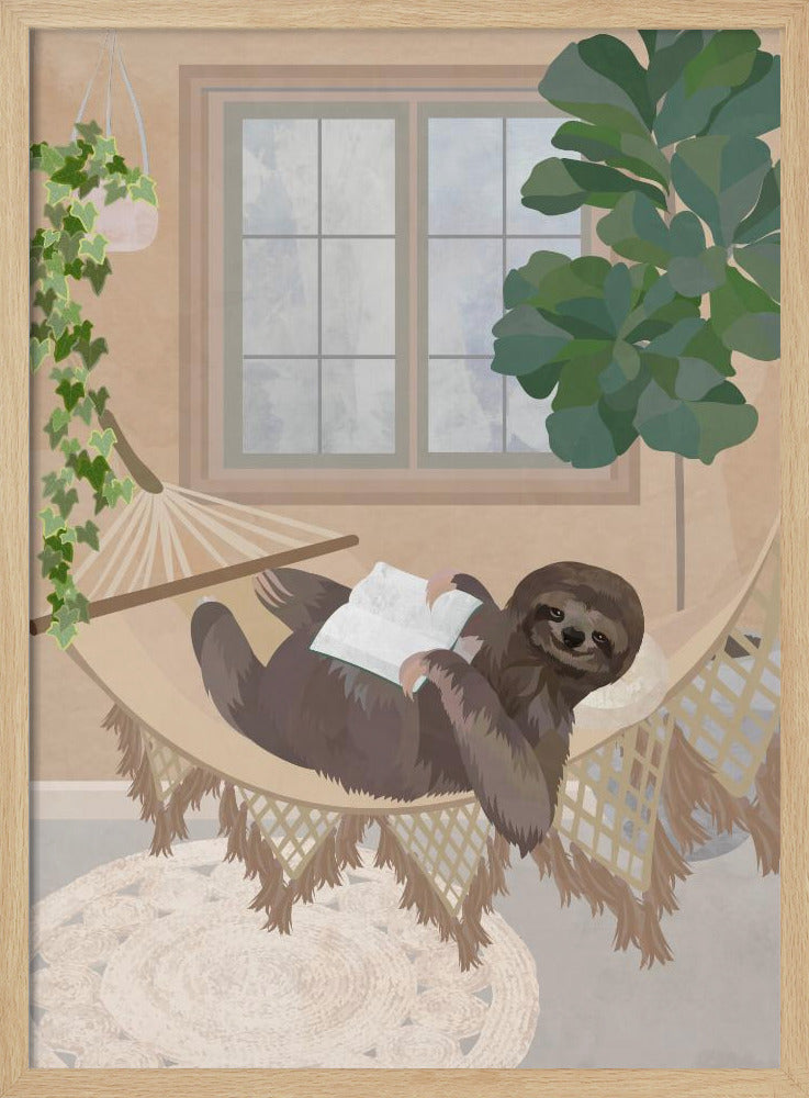 Lazy sloth in hammock - Stretched Canvas, Poster or Fine Art Print I Heart Wall Art