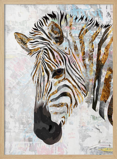 Grunge gold zebra - Stretched Canvas, Poster or Fine Art Print I Heart Wall Art