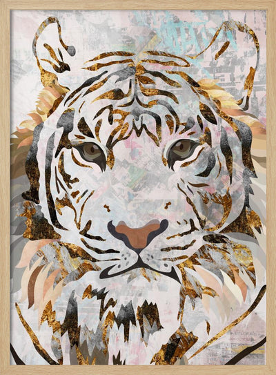 Grunge Gold Tiger - Stretched Canvas, Poster or Fine Art Print I Heart Wall Art