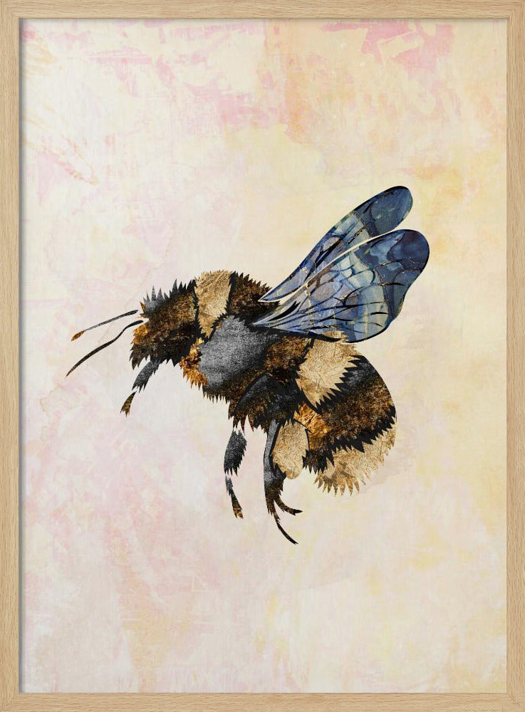 Grunge Watercolour Bee - Stretched Canvas, Poster or Fine Art Print I Heart Wall Art