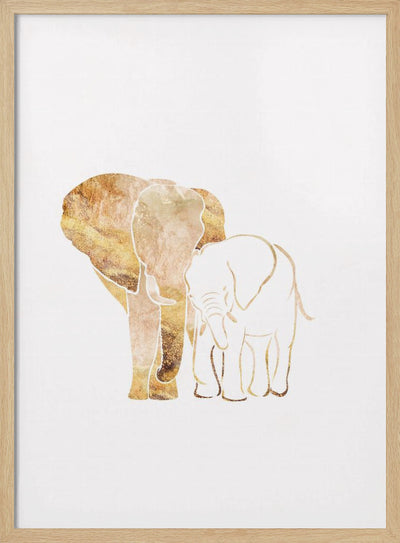 White Gold Elephants 2 - Stretched Canvas, Poster or Fine Art Print I Heart Wall Art