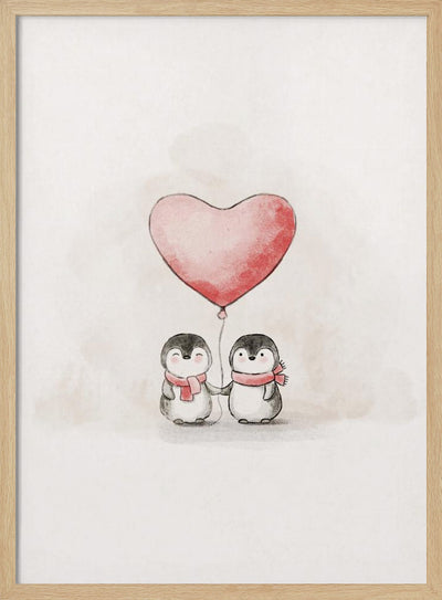 Penguin in Love - Stretched Canvas, Poster or Fine Art Print I Heart Wall Art