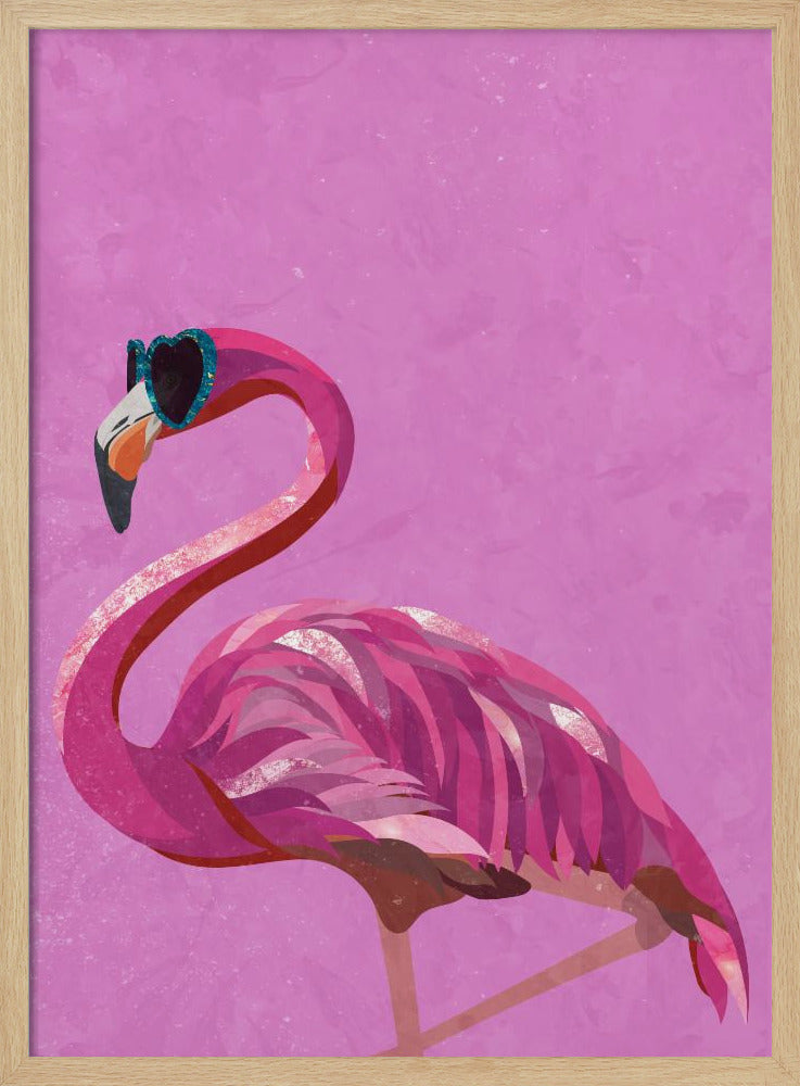 Magenta Metallic Flamingo - Stretched Canvas, Poster or Fine Art Print I Heart Wall Art