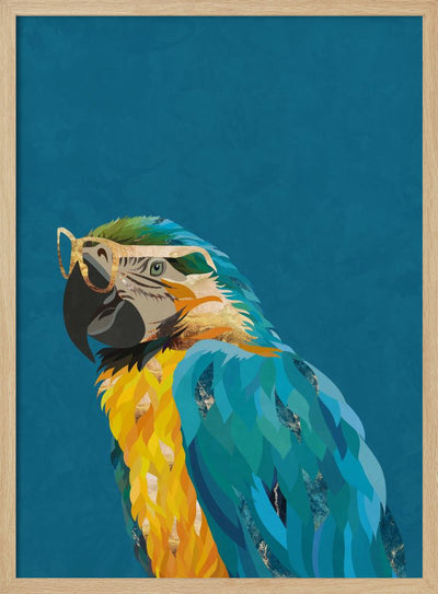 Vibrant macaw wearing glasses - Stretched Canvas, Poster or Fine Art Print I Heart Wall Art