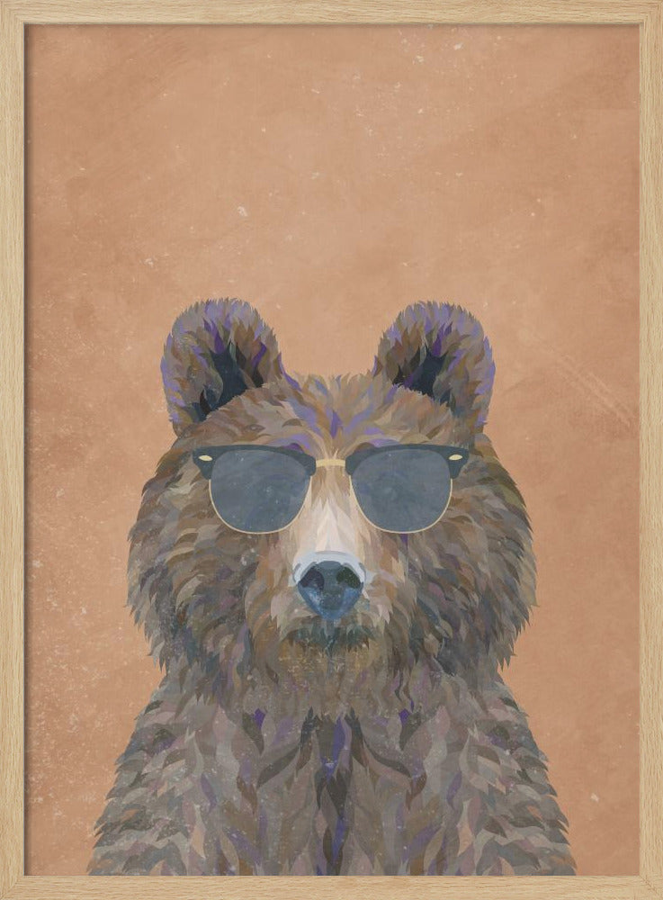 Cool Bear Portrait - Stretched Canvas, Poster or Fine Art Print I Heart Wall Art