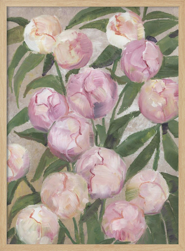 Valenty painterly peonies - Stretched Canvas, Poster or Fine Art Print I Heart Wall Art