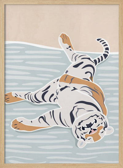 Scandi Sleeping Tiger Children's Art - Stretched Canvas, Poster or Fine Art Print I Heart Wall Art