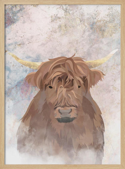 Highlands Cow Gold and Marble - Stretched Canvas, Poster or Fine Art Print I Heart Wall Art