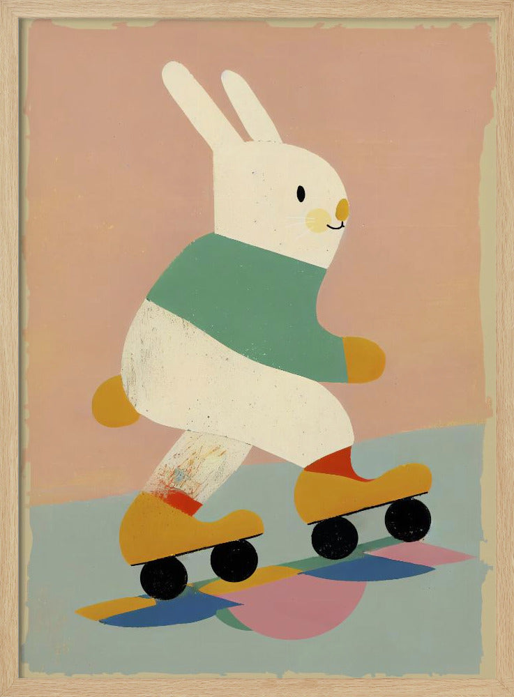 Skating Bunny - Stretched Canvas, Poster or Fine Art Print I Heart Wall Art