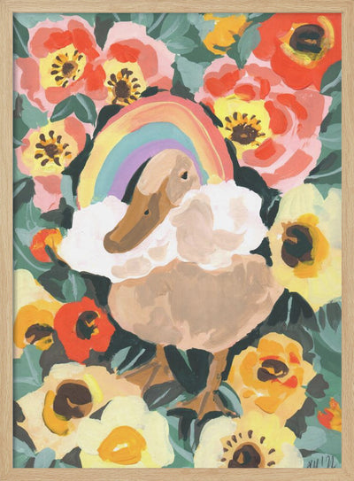 Duck With Rainbow - Stretched Canvas, Poster or Fine Art Print I Heart Wall Art