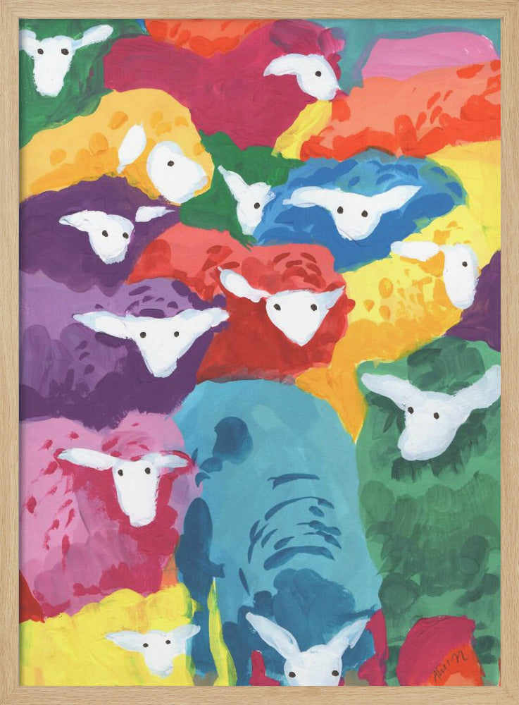 Colorful Sheep Cocktail - Stretched Canvas, Poster or Fine Art Print I Heart Wall Art