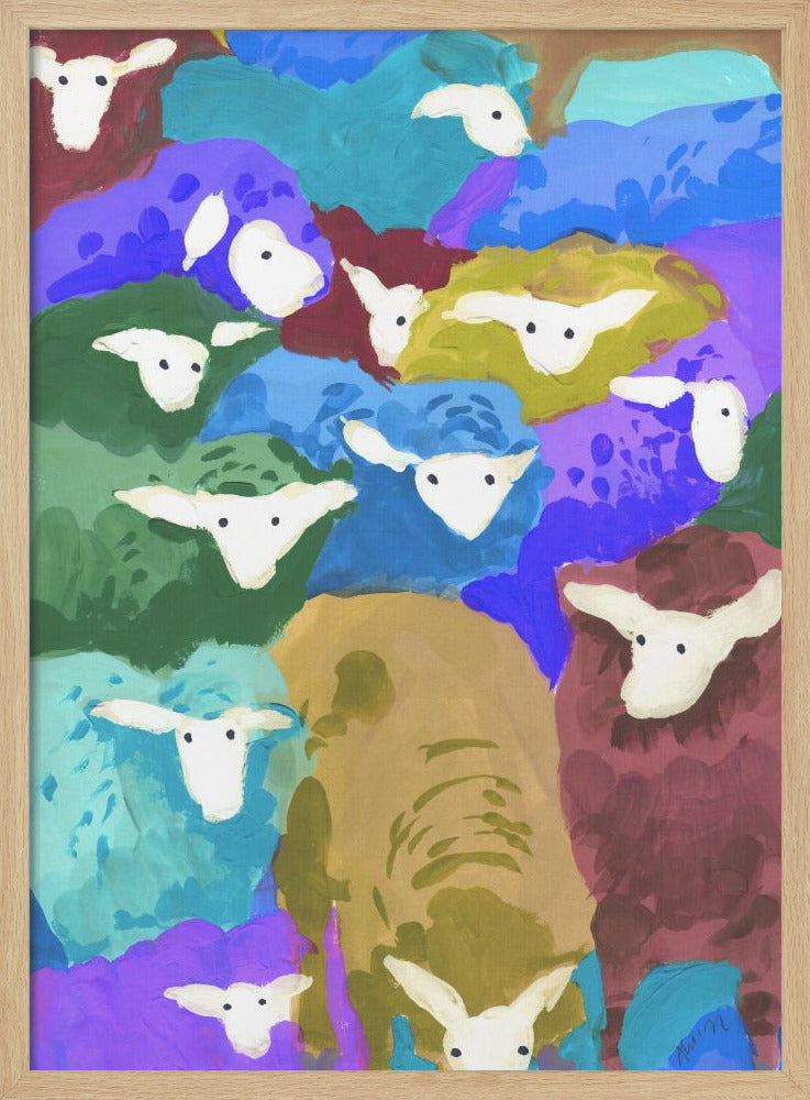 Colorful Sheep Cocktail seaside - Stretched Canvas, Poster or Fine Art Print I Heart Wall Art