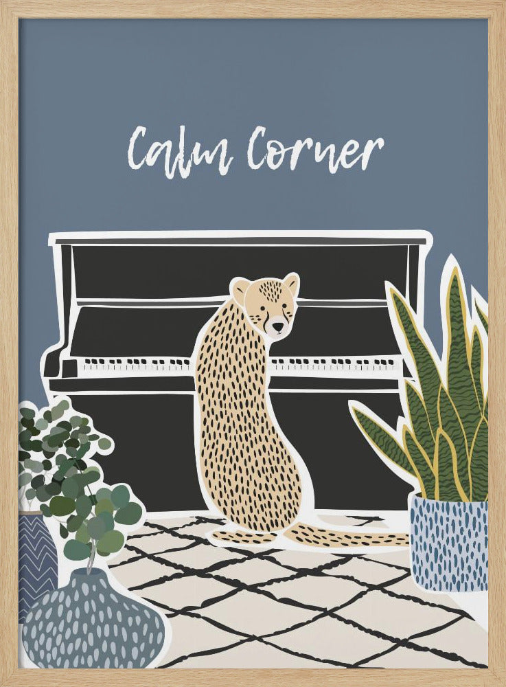 Calming Corner Kids Cheetah Piano Print - Stretched Canvas, Poster or Fine Art Print I Heart Wall Art