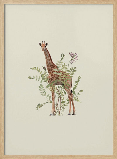 Floral giraffe - Stretched Canvas, Poster or Fine Art Print I Heart Wall Art