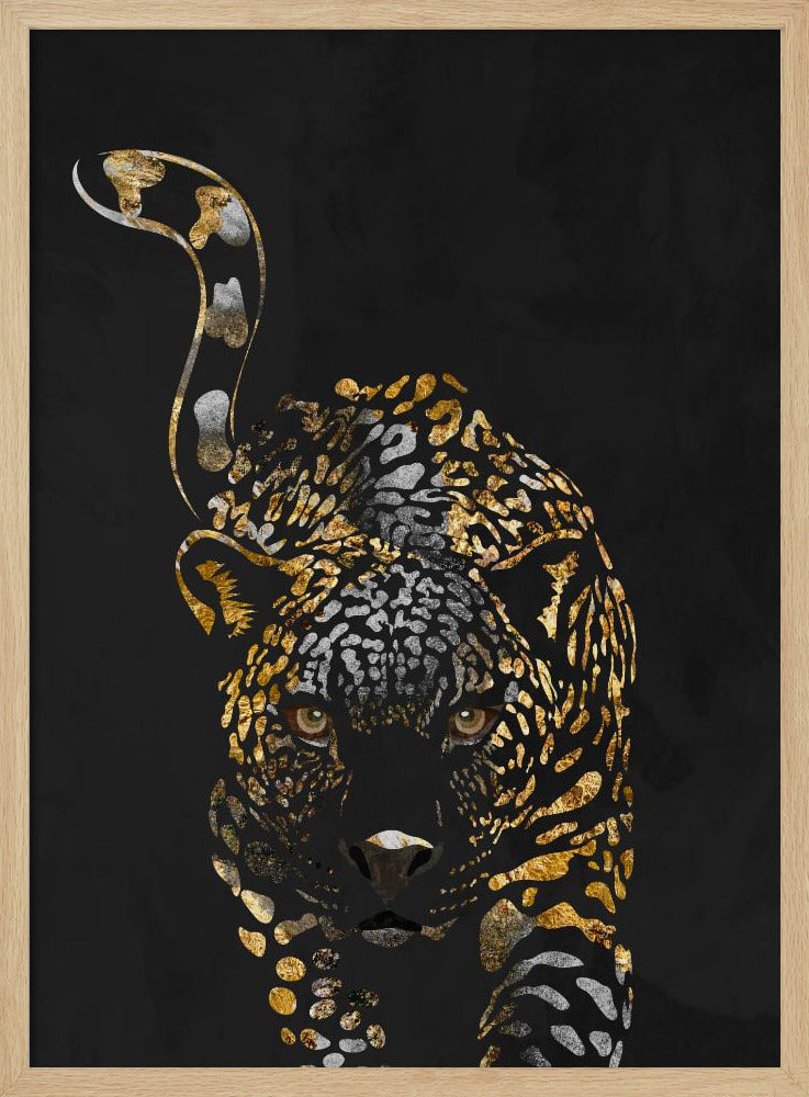 Black gold jaguar - Stretched Canvas, Poster or Fine Art Print I Heart Wall Art