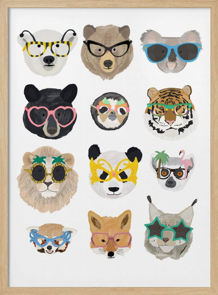 Big Cats in glasses print - Stretched Canvas, Poster or Fine Art Print I Heart Wall Art