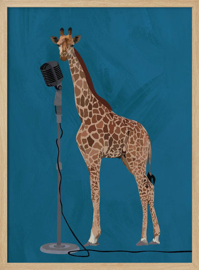 Giraffe Microphone Pink 2 01 - Stretched Canvas, Poster or Fine Art Print I Heart Wall Art