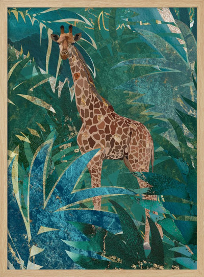 Giraffe in the jungle - Stretched Canvas, Poster or Fine Art Print I Heart Wall Art