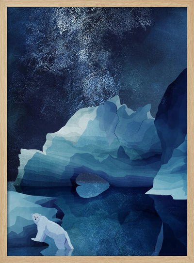 Polar Bear By Night - Stretched Canvas, Poster or Fine Art Print I Heart Wall Art