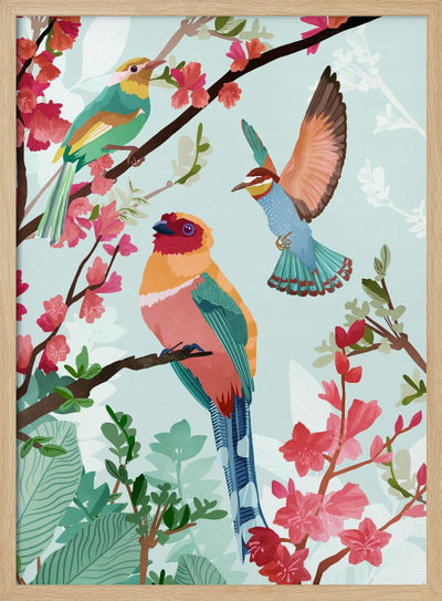 Birds of Summer - Stretched Canvas, Poster or Fine Art Print I Heart Wall Art