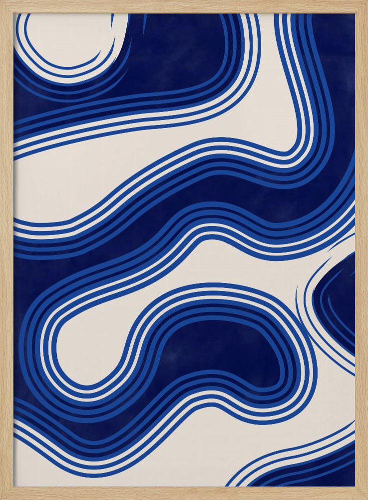 Blue Wave Patterns - Stretched Canvas, Poster or Fine Art Print I Heart Wall Art