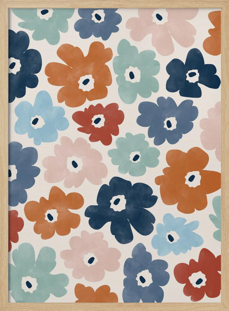 Floral Burst Fiesta - Stretched Canvas, Poster or Fine Art Print I Heart Wall Art