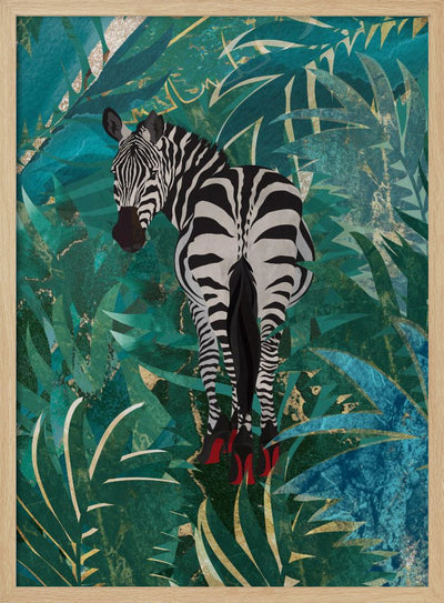 Zebra wearing heels in the jungle - Stretched Canvas, Poster or Fine Art Print I Heart Wall Art