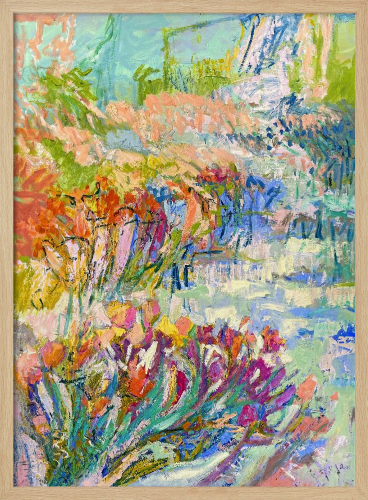 Vibrant Garden Path - Stretched Canvas, Poster or Fine Art Print I Heart Wall Art