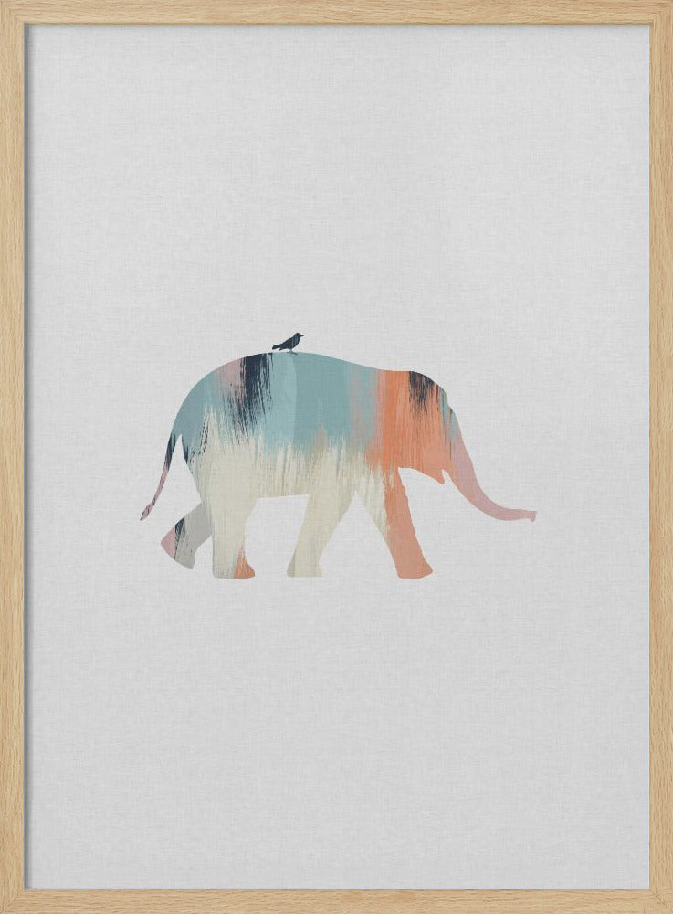 Pastel Elephant - Stretched Canvas, Poster or Fine Art Print I Heart Wall Art