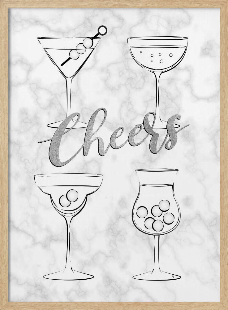 Cheers Cocktails - Stretched Canvas, Poster or Fine Art Print I Heart Wall Art