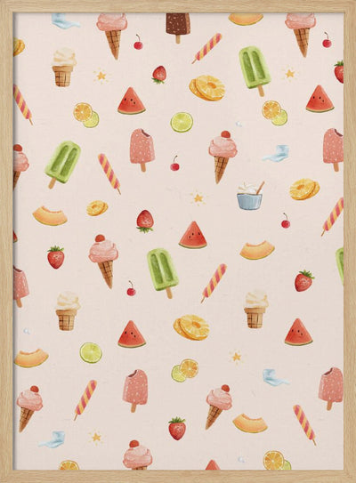 Sweet Ice Cream Pattern - Stretched Canvas, Poster or Fine Art Print I Heart Wall Art