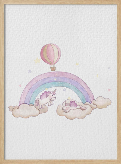 Kawai Cloudy Unicorn - Stretched Canvas, Poster or Fine Art Print I Heart Wall Art