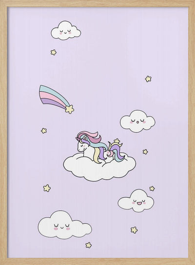 Kawaii Unicorn - Stretched Canvas, Poster or Fine Art Print I Heart Wall Art