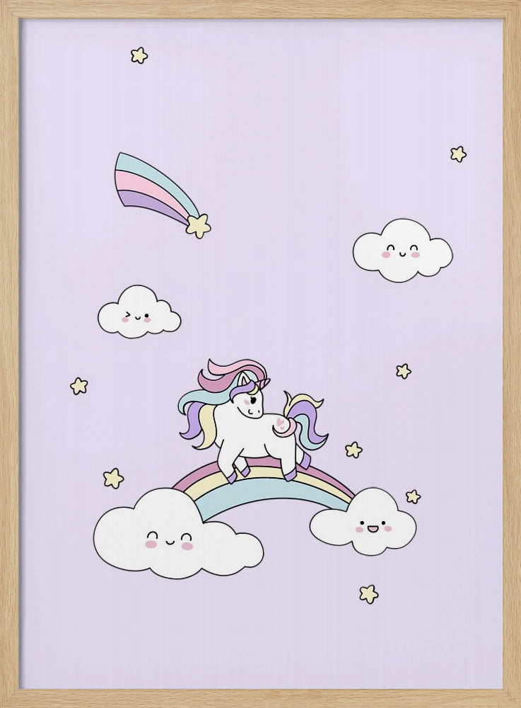 Kawaii Unicorn - Stretched Canvas, Poster or Fine Art Print I Heart Wall Art