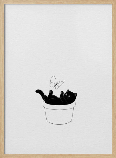 Cute Black Cat - Stretched Canvas, Poster or Fine Art Print I Heart Wall Art