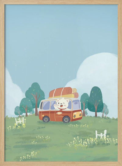 Bear's Picnic Day Out - Stretched Canvas, Poster or Fine Art Print I Heart Wall Art