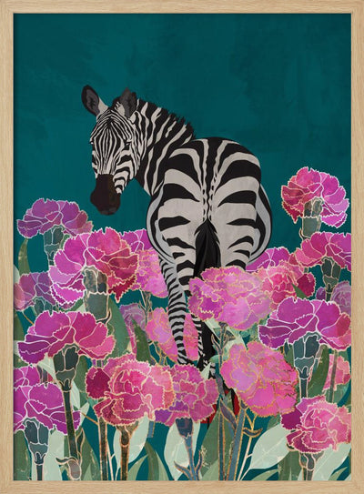 Zebra in a field of flowers - Stretched Canvas, Poster or Fine Art Print I Heart Wall Art