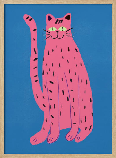 Pink cat - Stretched Canvas, Poster or Fine Art Print I Heart Wall Art