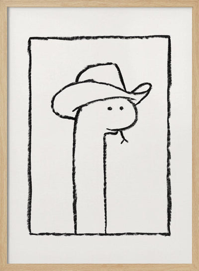 Squiggles the Snake In a Stetson - Stretched Canvas, Poster or Fine Art Print I Heart Wall Art