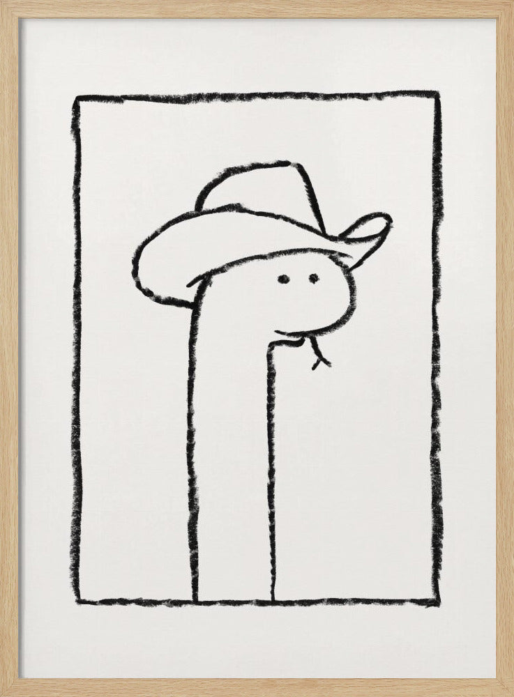 Squiggles the Snake In a Stetson - Stretched Canvas, Poster or Fine Art Print I Heart Wall Art