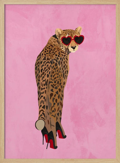 Sexy cheetah in heels - Stretched Canvas, Poster or Fine Art Print I Heart Wall Art