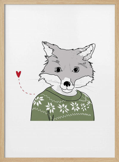 Furry Fox - Stretched Canvas, Poster or Fine Art Print I Heart Wall Art