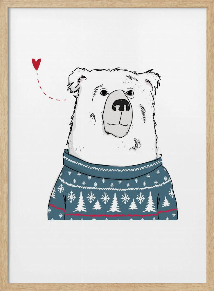 Winter Bear - Stretched Canvas, Poster or Fine Art Print I Heart Wall Art